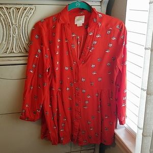 Anthropologie Maeve Woodland Walk buttondown